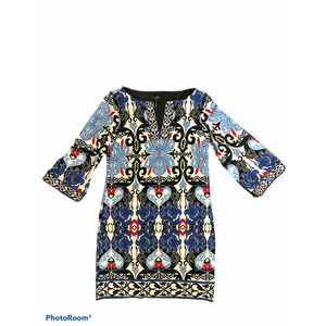 Laundry Shelli Segal Mini Dress V-Neck Size Small Short Above Knee Blue Summer